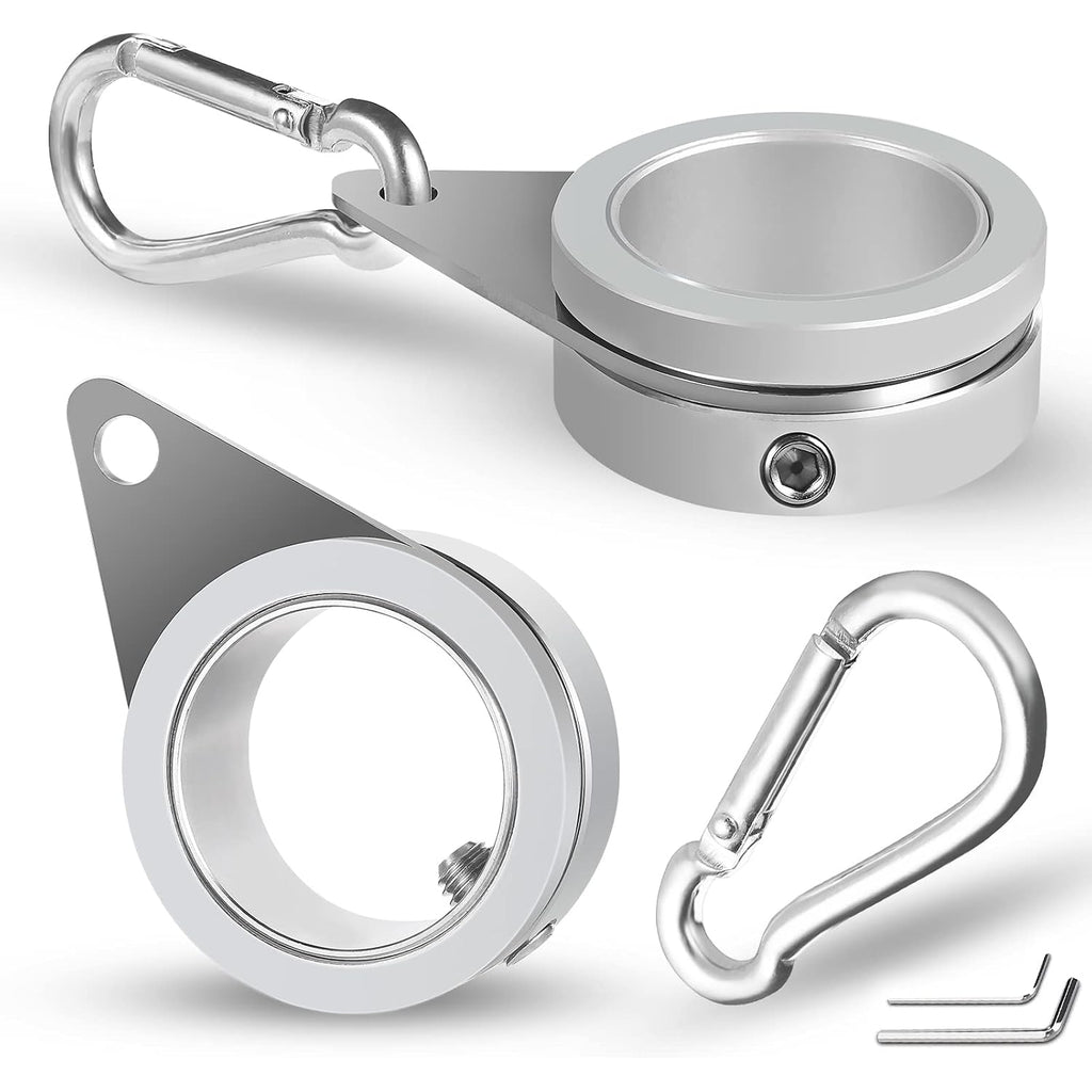Anovo Flag Pole Rings, Flagpole Rings Aluminum Alloy 360° Rotating Anti Wrap Flag Mounting Spinning Ring Clips For 0.75-1.02 Inch Diameter Flagpole(1 Inch -Pack Of 2, Silver)