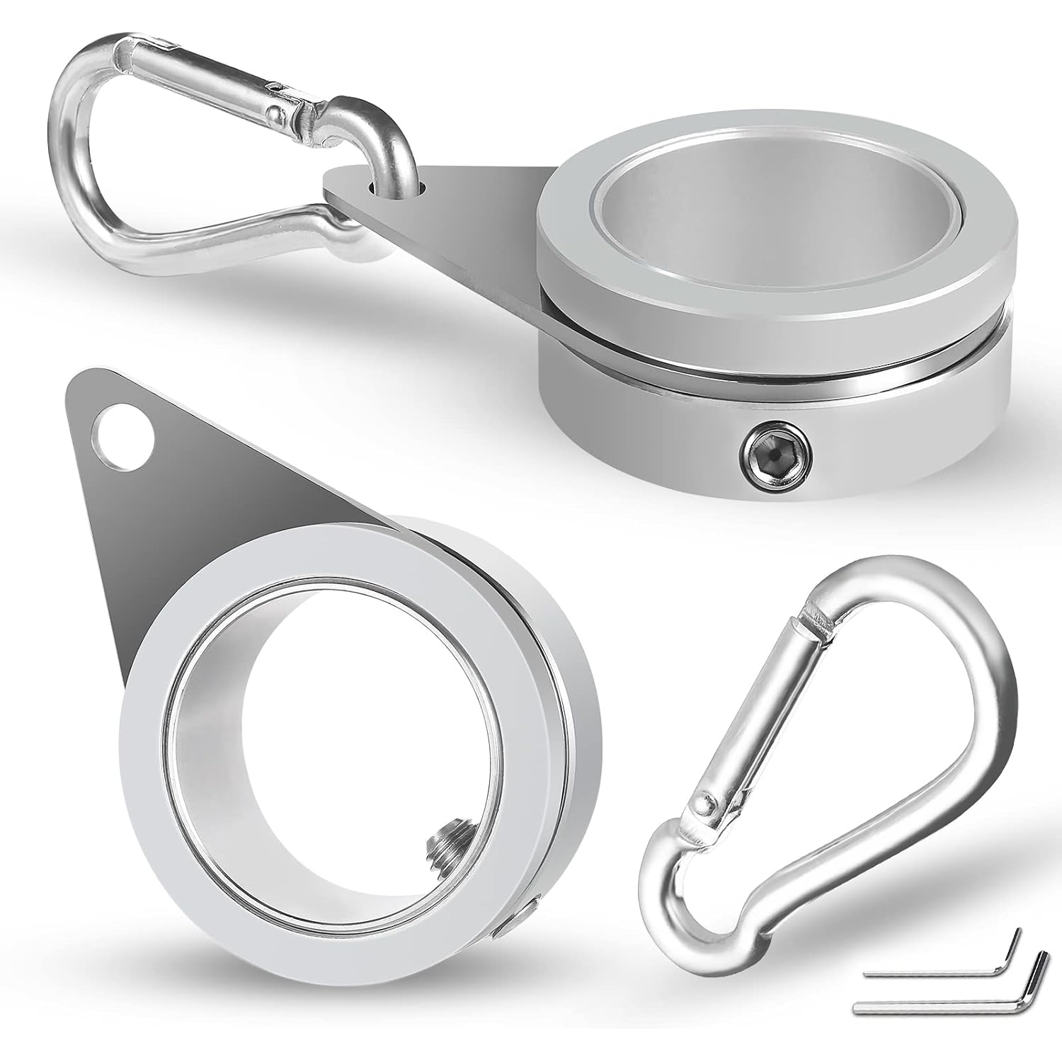 Anovo Flag Pole Rings, Flagpole Rings Aluminum Alloy 360° Rotating Anti Wrap Flag Mounting Spinning Ring Clips For 0.75-1.02 Inch Diameter Flagpole(1 Inch -Pack Of 2, Silver)