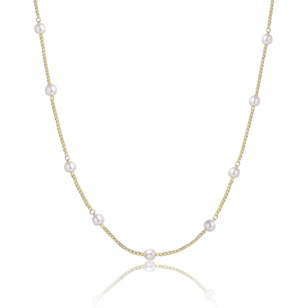 Dainty Pearl Pendant Necklaces for Women 14K Gold Plated Handmade Layered Pearl Chain Necklace Delicate Layered Pearl Necklace Everyday Jewelry Gift