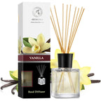 Reed Diffuser With Natural Essential Oil Vanilla 6.8 Fl Oz (200Ml) - Scented Reed Diffuser - Gift Set With Bamboo Sticks - Best For Aromatherapy - Spa - Home - Office - Fitness Club