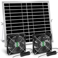 Solar Powered Fan, Solar Fan For Shed, Chicken Coop, Greenhouse, Outside With Two Ipx7 Waterproof 5In Fans 13Ft On/Off Switch Cable Exhaust Intake Mounting Way And Installation Kits