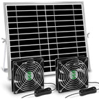 Solar Powered Fan, Solar Fan For Shed, Chicken Coop, Greenhouse, Outside With Two Ipx7 Waterproof 5In Fans 13Ft On/Off Switch Cable Exhaust Intake Mounting Way And Installation Kits