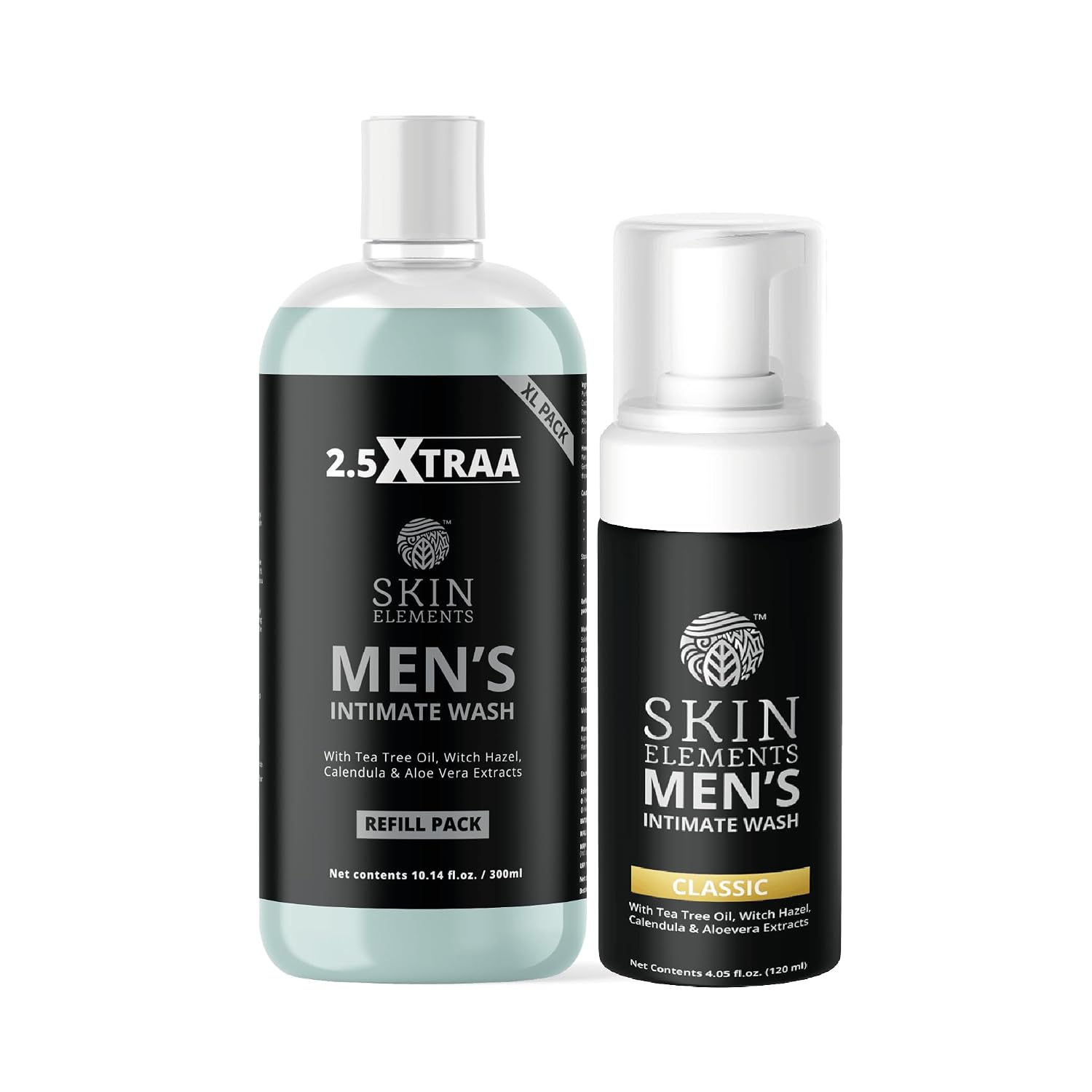 Skin Elements Men'S Intimate Wash Jumbo Pack | With Refill | For 180 Days | 14.2 Fl. Oz | Ph Balanced Hygiene Foaming Wash | Controls Bad Odor | Tea Tree Oil | Super Saver Pack |