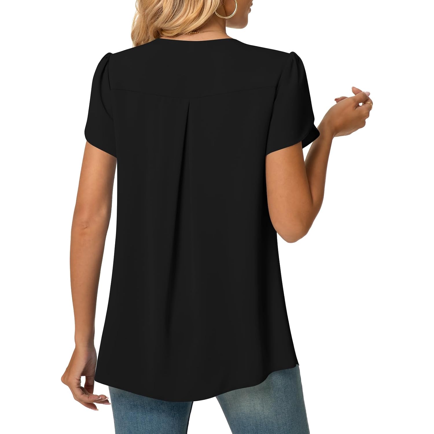 Anyally Women's Summer Tunic Tops Dressy Casual Chiffon Blouses Plus Size Short Sleeve T-Shirts for Leggings