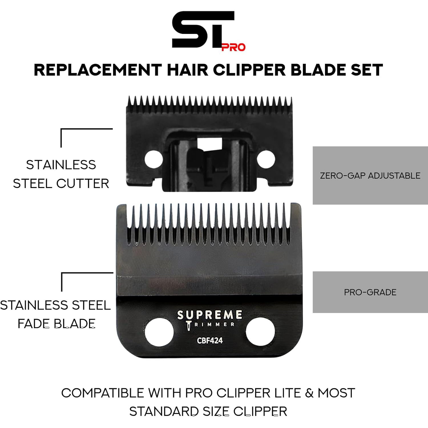 Supreme Trimmer Pro Clipper Lite | 210 Min Run Time Professional Hair Cutting Tool Set + Hair Comb, Scissors & Fade Blade | STC5000