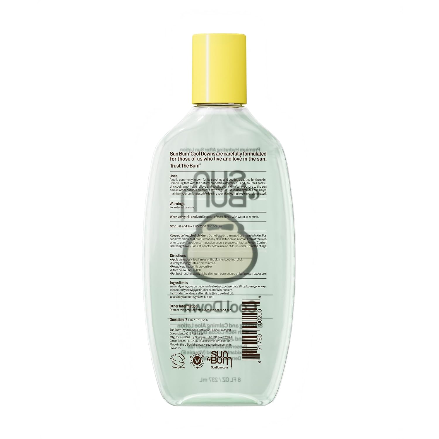 Sun Bum Cool Down Aloe Vera Gel - Vegan After Sun Care To Soothe And Hydrate Sunburn - 8 Oz