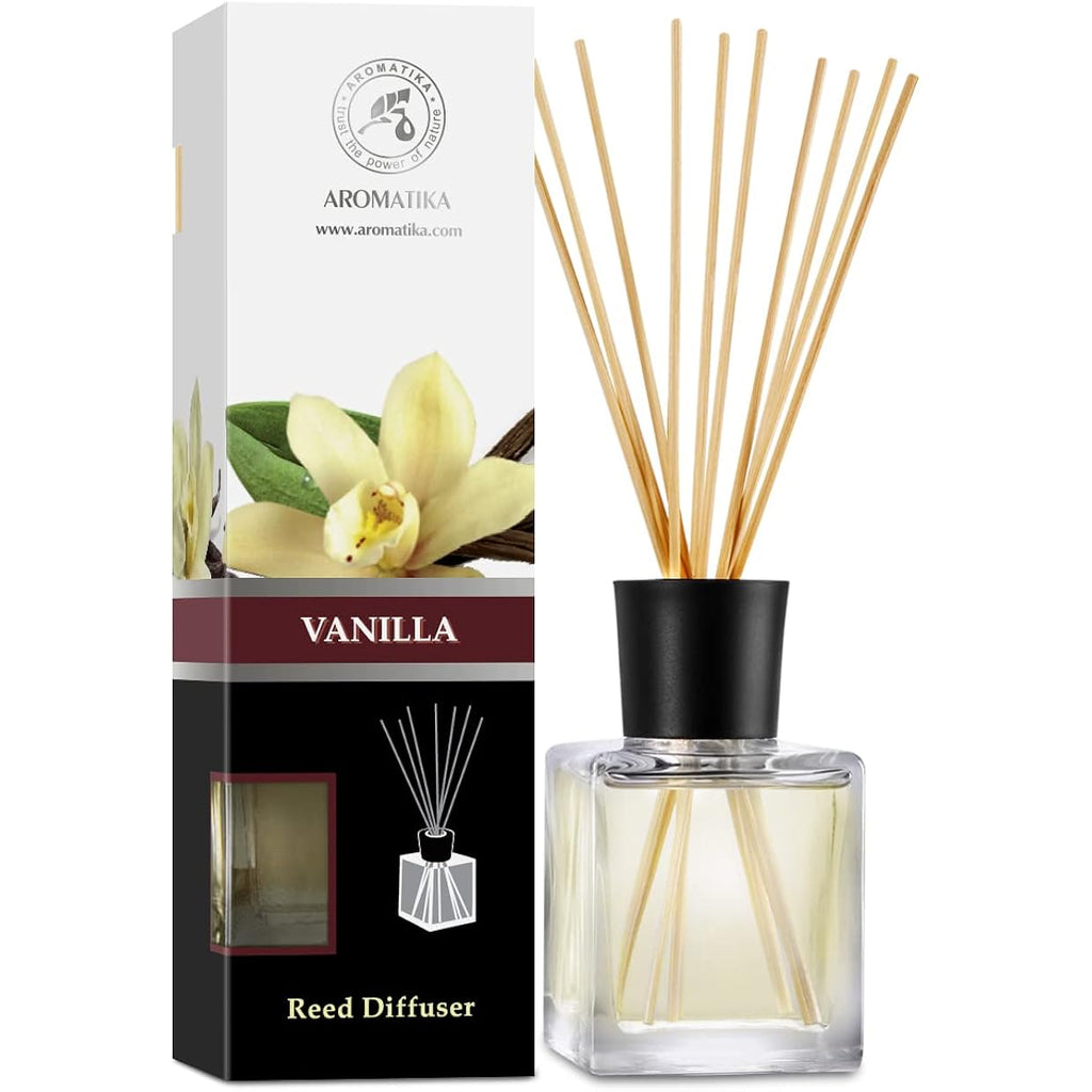Reed Diffuser With Natural Essential Oil Vanilla 6.8 Fl Oz (200Ml) - Scented Reed Diffuser - Gift Set With Bamboo Sticks - Best For Aromatherapy - Spa - Home - Office - Fitness Club