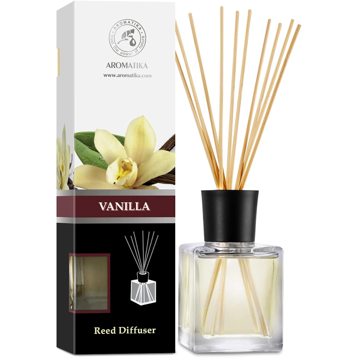 Reed Diffuser With Natural Essential Oil Vanilla 6.8 Fl Oz (200Ml) - Scented Reed Diffuser - Gift Set With Bamboo Sticks - Best For Aromatherapy - Spa - Home - Office - Fitness Club