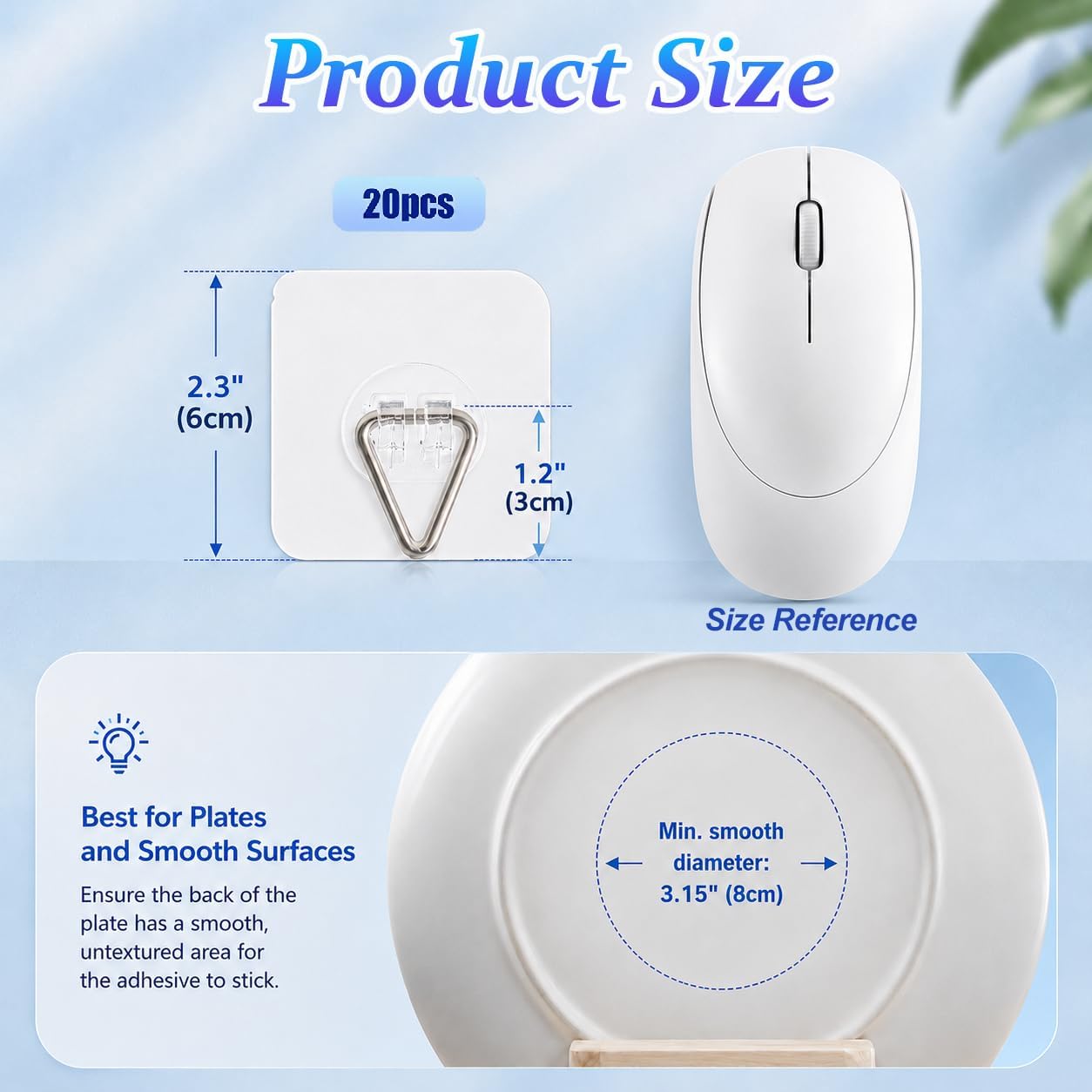 Wall Plate Hangers For Display - Invisible Adhesive Picture Hangers For Wall - Ideal For Hanging Decorative Plates | Photo Frames | Paintings - 2.4 Inch