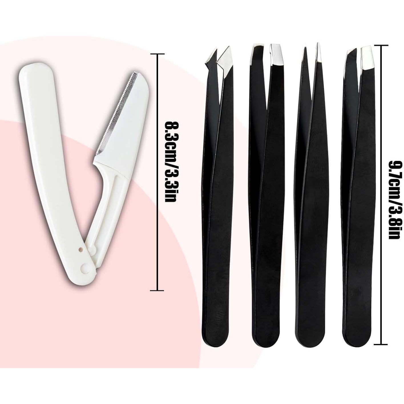 Tweezers Kit Tweezer for Women Facial Hair Removal Tweezers Professional Tweezers Set Eyebrow Tweezer, [9+1 PCS] Professional Stainless Steel Eyebrow for Women &Men,Black Beauty Sets