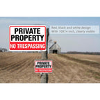 Large No Trespassing Signs Private Property, 10X14 Inch Aluminum, 4 Pack | Rust-Free Aluminum With Uv Print; Weatherproof For Yard, Fence, Gate, Farm, Driveway, And Home Entrance