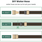 Giraffe Tools Garden Hose 5/8" Custom Length, No Kink, Flexible, Leakproof Water Hose, 600 Burst Psi, 6Ft Male Female Fittings,Black Orange