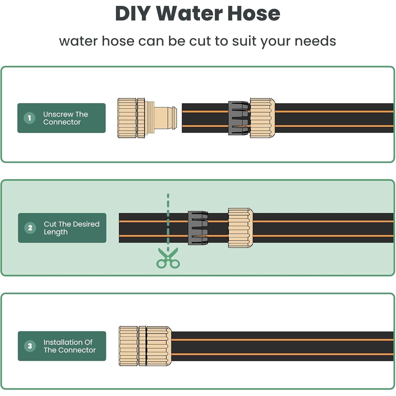 Giraffe Tools Garden Hose 5/8" Custom Length, No Kink, Flexible, Leakproof Water Hose, 600 Burst Psi, 6Ft Male Female Fittings,Black Orange