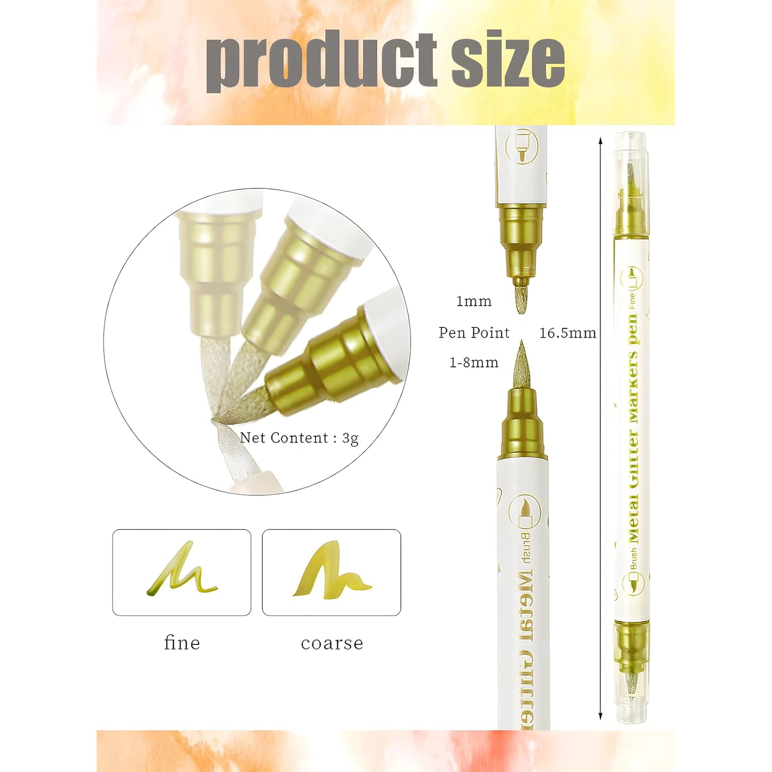 10 Colors Double Ended Metallic Nail Art Marker Pens, 3D Metallic Nail Graffiti Dotting Drawing Point Pen Sets Nail Art Painted Pen Nail Design Kit for Nail Design Nail DIY Decoration