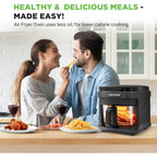 Nutrichef 5.8 Quart Air Fryer | 8-1 Preset Cook Modes | Transparent Fry Bowl for Best Cooking Results | Cook Shrimp, Steak, Fries, Wings, Chicken & More | Precise Temperature Control & Time | Grey