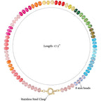 LALAPPLE Colorful Beaded Gemstone Necklace for Women, Boho Rainbow Bead Choker with Natural Stone Crystal Beads, Handmade Summer Beach Necklace Jewelry