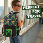 Minecraft Steve & Creeper Multicolour Backpack | Graphic Print Zip-Up Bag For Back To School | Kids Carrying Books | Unisex Kids Merch