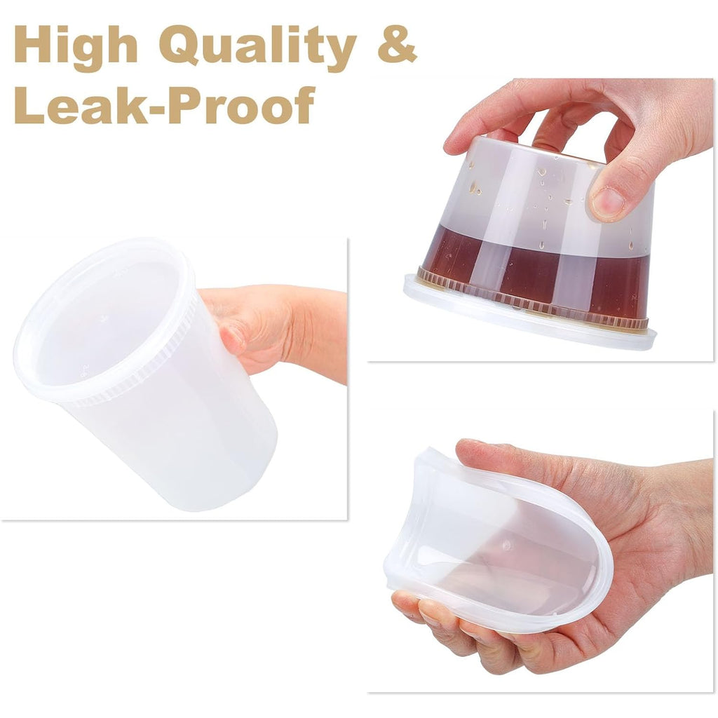 60 Sets Deli Containers With Lids, 32/16/8 Oz X 20 Set Each, Leak-Proof & Bpa Free Airtight Takeout Plastic Food Storage Containers For Soup, Freezer/Microwave/Dishwasher Safe