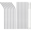Annvchi 16 Pack Of Reusable Stainless Steel Metal Straws, 8 Straight + 8 Bent 8.5 Inch Metal Straws With 2 Cleaning Brushes, Straw Compatible With 20Oz Stanley Cup