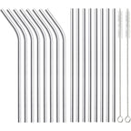 Annvchi 16 Pack Of Reusable Stainless Steel Metal Straws, 8 Straight + 8 Bent 8.5 Inch Metal Straws With 2 Cleaning Brushes, Straw Compatible With 20Oz Stanley Cup