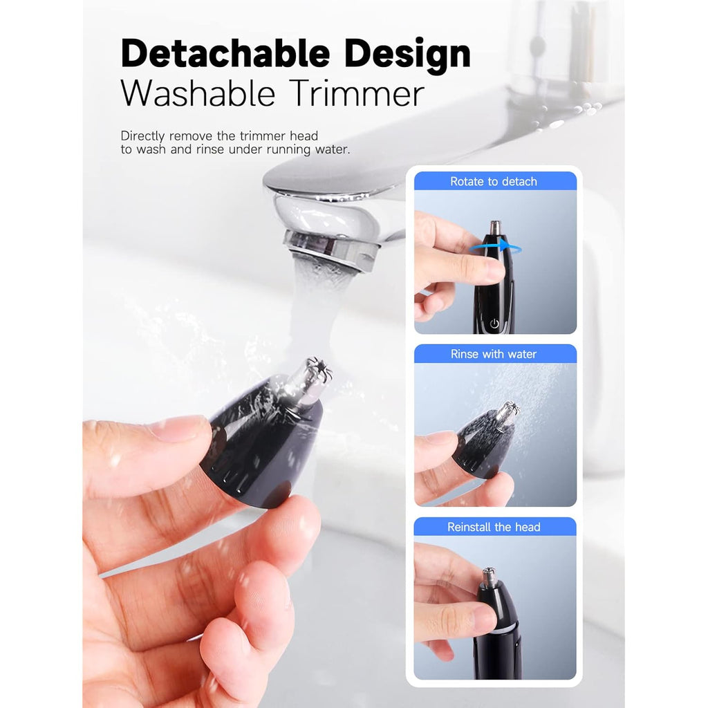 ZORAMI Rechargeable Ear and Nose Hair Trimmer - 2026 Professional Painless Eyebrow & Facial Hair Trimmer for Men Women, Powerful Motor and Dual-Edge Blades for Smoother Cutting Black