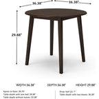 Signature Design By Ashley Hammis Round Dining Room Drop Leaf Table, Seats Up To 4, Hinged Drop Leaves, Wood, 36.38" W X 36.38" D X 29.88" H, Dark Brown