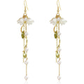 Dangle Flower Leaf Earring White Fairy Flower Summer Dangling Long Tassel Earrings Lily Of The Valley Earrings Jewelry