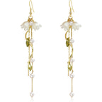 Dangle Flower Leaf Earring White Fairy Flower Summer Dangling Long Tassel Earrings Lily Of The Valley Earrings Jewelry
