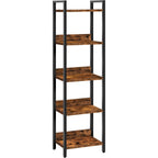 Mahancris Bookshelf, 5-Tier Bookcase, Standing Book Shelf For Small Space, Storage Shelf Organizer, For Living Room, Bedroom, Study, Balcony, Rustic Brown And Black Bkhr5501