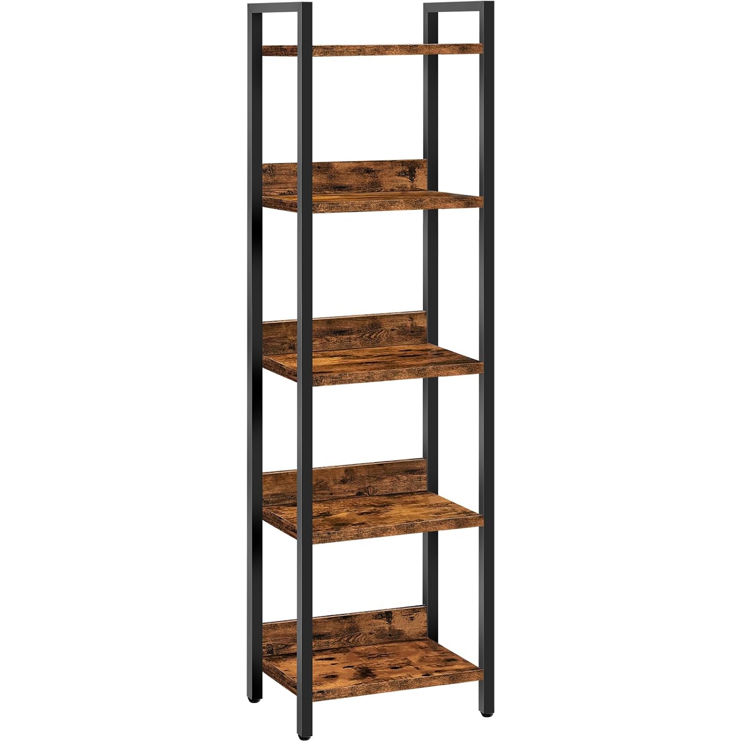 Mahancris Bookshelf, 5-Tier Bookcase, Standing Book Shelf For Small Space, Storage Shelf Organizer, For Living Room, Bedroom, Study, Balcony, Rustic Brown And Black Bkhr5501