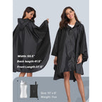Saphirose Adult Rain Poncho Waterproof Hooded Zipper Raincoat With Pockets | Oeko-Tex Certified 100% Polyester, Lightweight Packable Storage Pouch, Heat-Sealed Seams, Quick-Dry For Outdoor Hiking