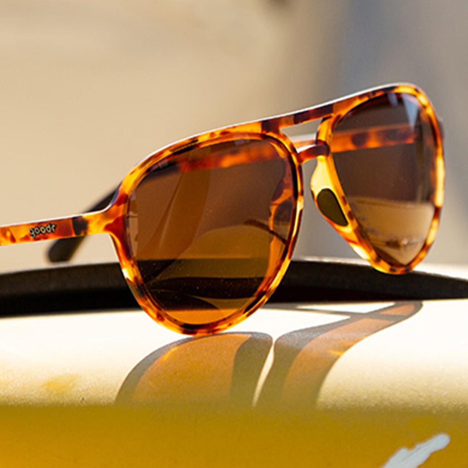 goodr Polarized Aviator Sunglasses, Large Sized (Mach G), UV400 Protection, No Slip, No Bounce Amelia Earhart Ghosted Me