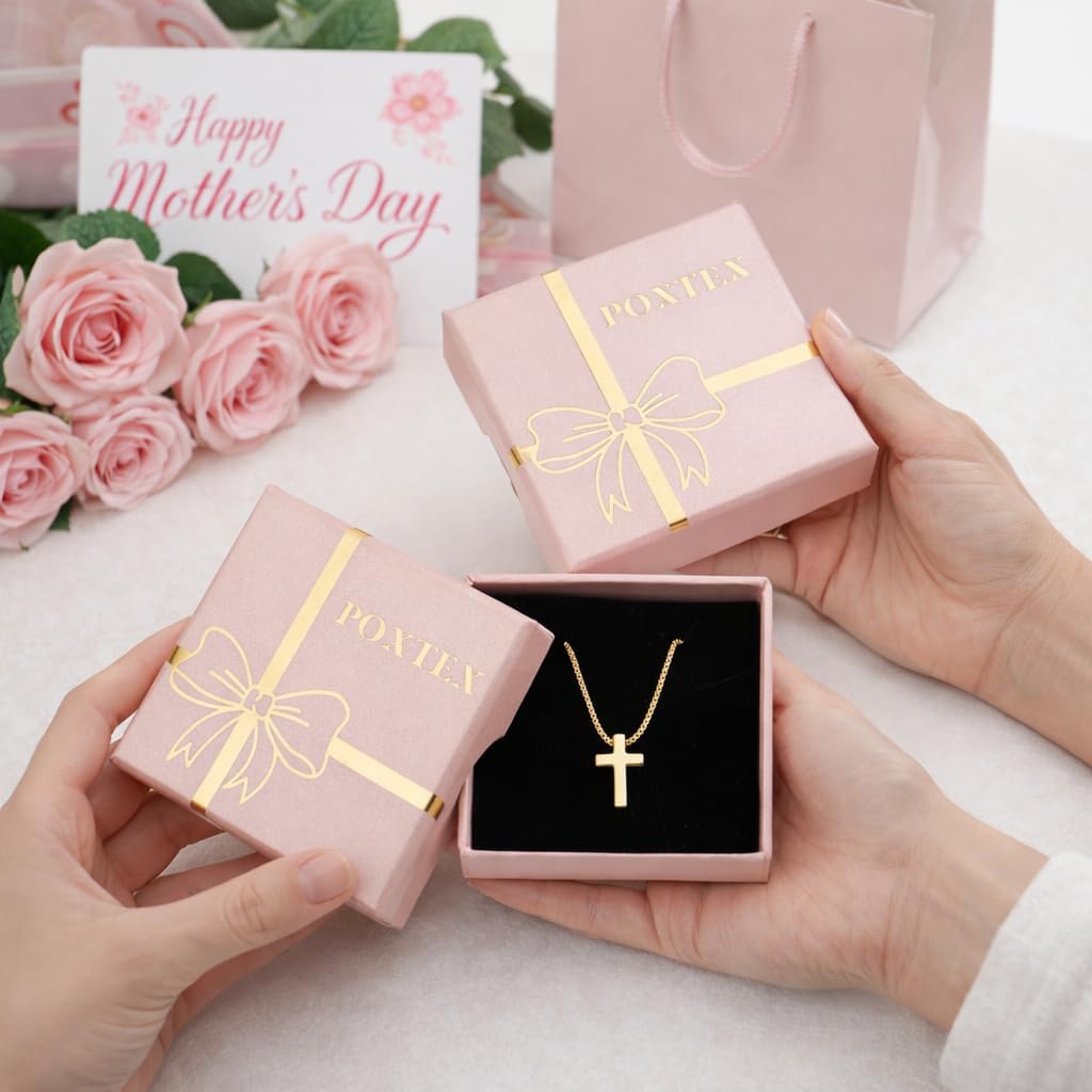 Mothers Day Gifts for Mom Cross Necklace for Women Girls, Dainty 14K Gold Silver Plated Cross Choker Jewelry Non Tarnish Waterproof Cute Simple Small Necklace Christian Baptism Religious Faith Jewelry Gifts