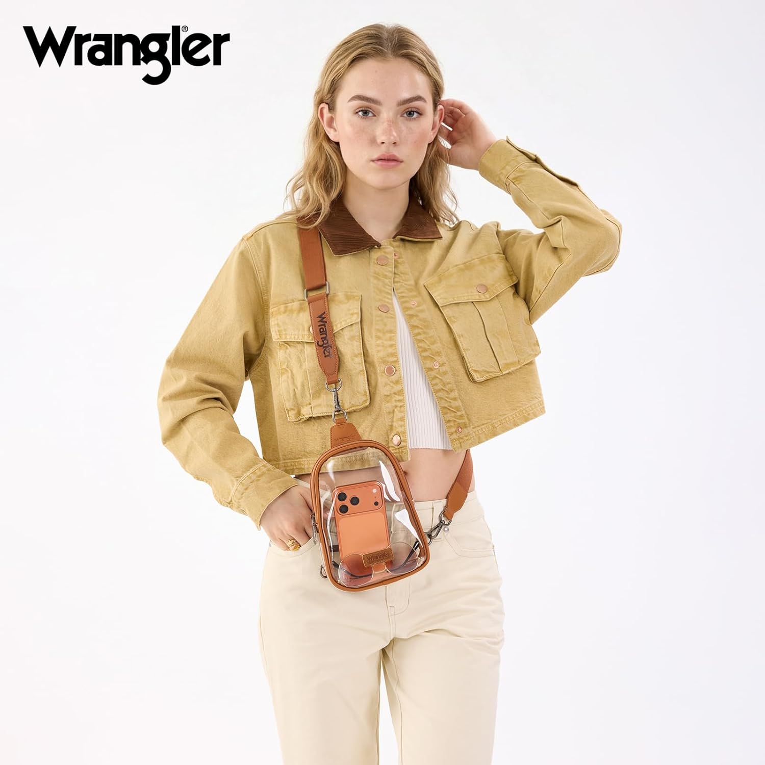 Wrangler Crossbody Clear Sling Bags for Women Stadium Approved Cross Body Purse for Sports Events Concerts