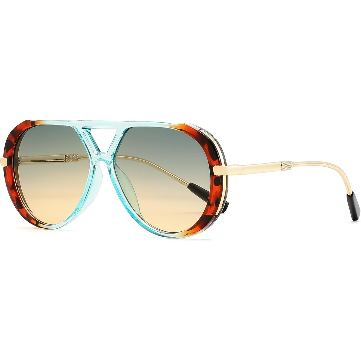Feisedy Retro Aviator Sunglasses For Women Men Vintage Trendy Metal 70S Aviators Sun Glasses B0405