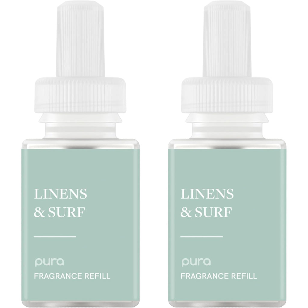 Pura Smart Home Scent Refill - Long-Lasting Premium Fragrance Per Refill - Clean Diffuser Fragrance For Home, Office & Apartment - 2 Pack, Linens & Surf