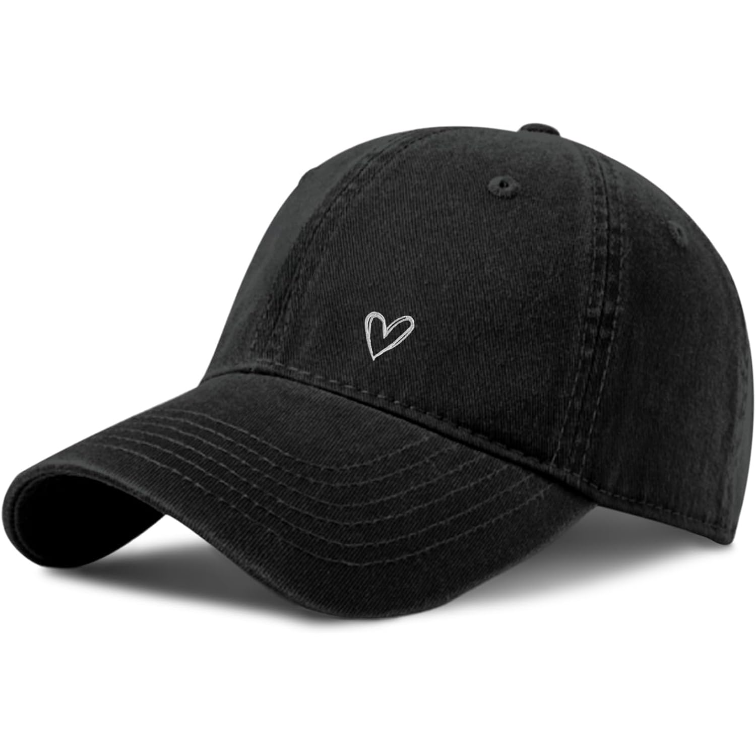 Pairxily Vintage Heart Embroidered Baseball Cap Distressed Adjustable Hat for Women Low Profile Dad Hats Unisex Cotton Cap