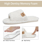 Fuzzy Open Toe Slippers For Women Indoor Cozy Memory Foam Slip On House Slides Shoes Gifts For Womens Her Mom