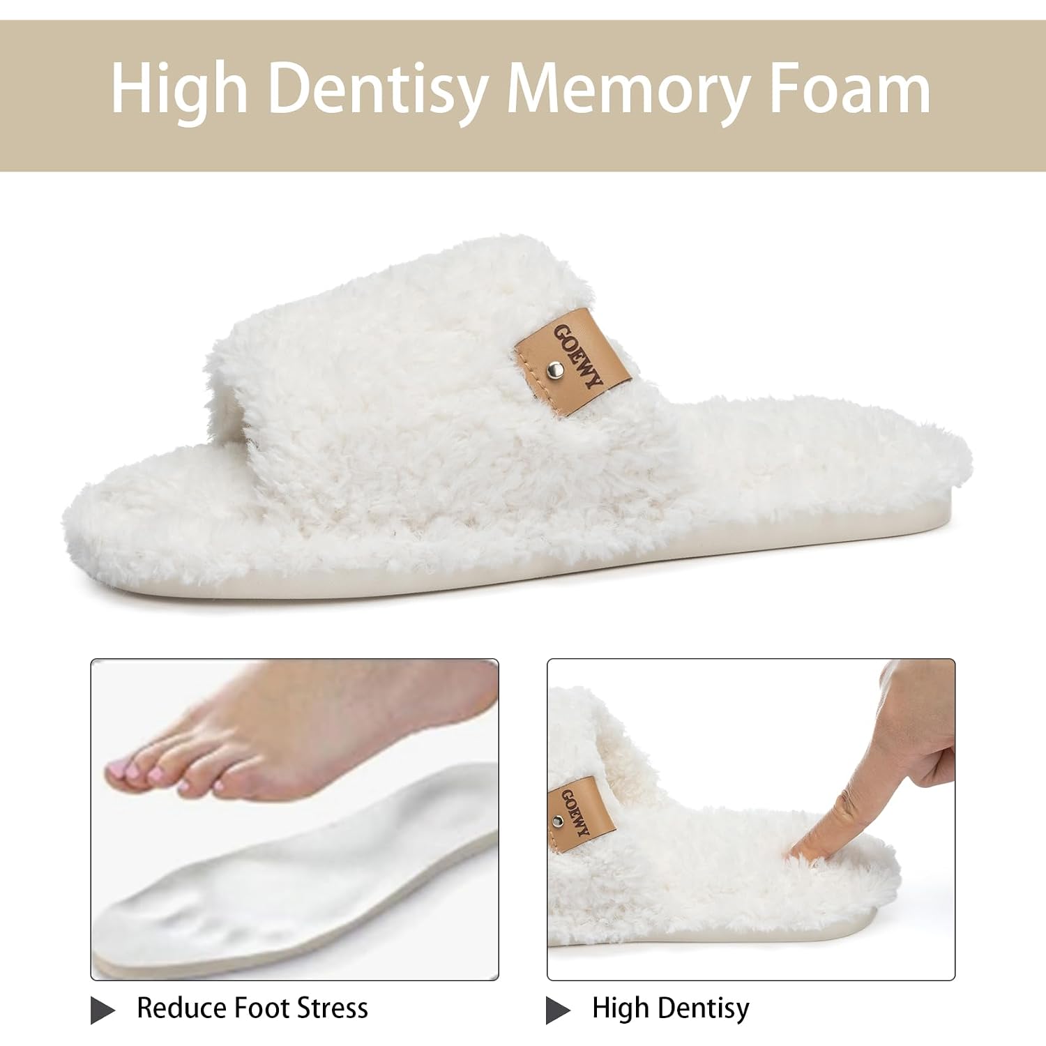 Fuzzy Open Toe Slippers For Women Indoor Cozy Memory Foam Slip On House Slides Shoes Gifts For Womens Her Mom