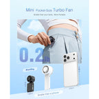 Mini Portable Handheld Turbo Fan – Small But Mighty, Whisper-Quiet, Long-Lasting, 5-Speed High-Velocity Rechargeable Battery Fan, Personal Fan For Outdoor, Travel, Gifts For Women & Men(Black)