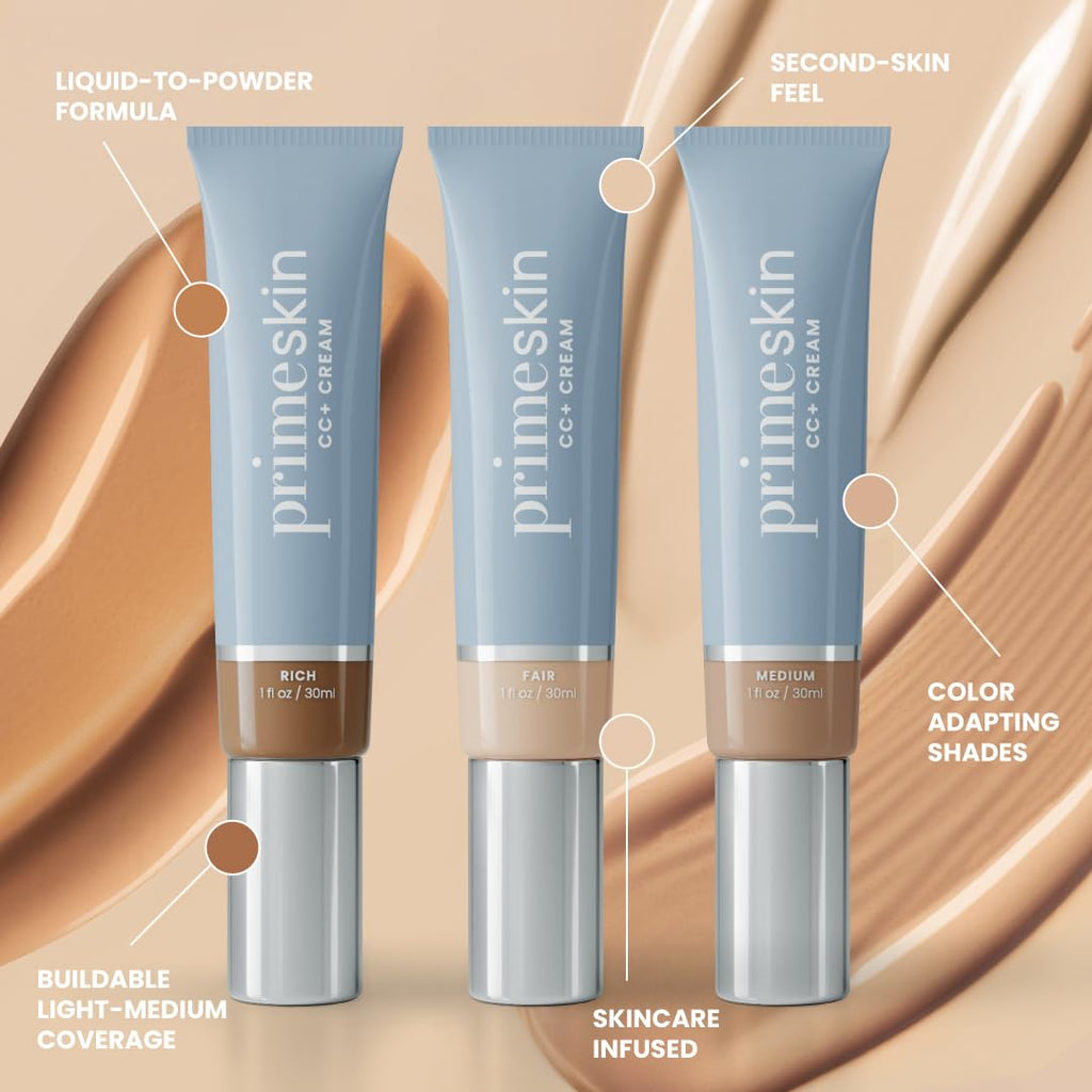 Prime Prometics Primeskin Cc+ Cream For Mature Women – Liquid-To-Powder Foundation – Blurs Pores & Covers Age Spots – Crease-Free, Hydrating & Soft-Matte Finish For Sensitive Skin (Ivory)