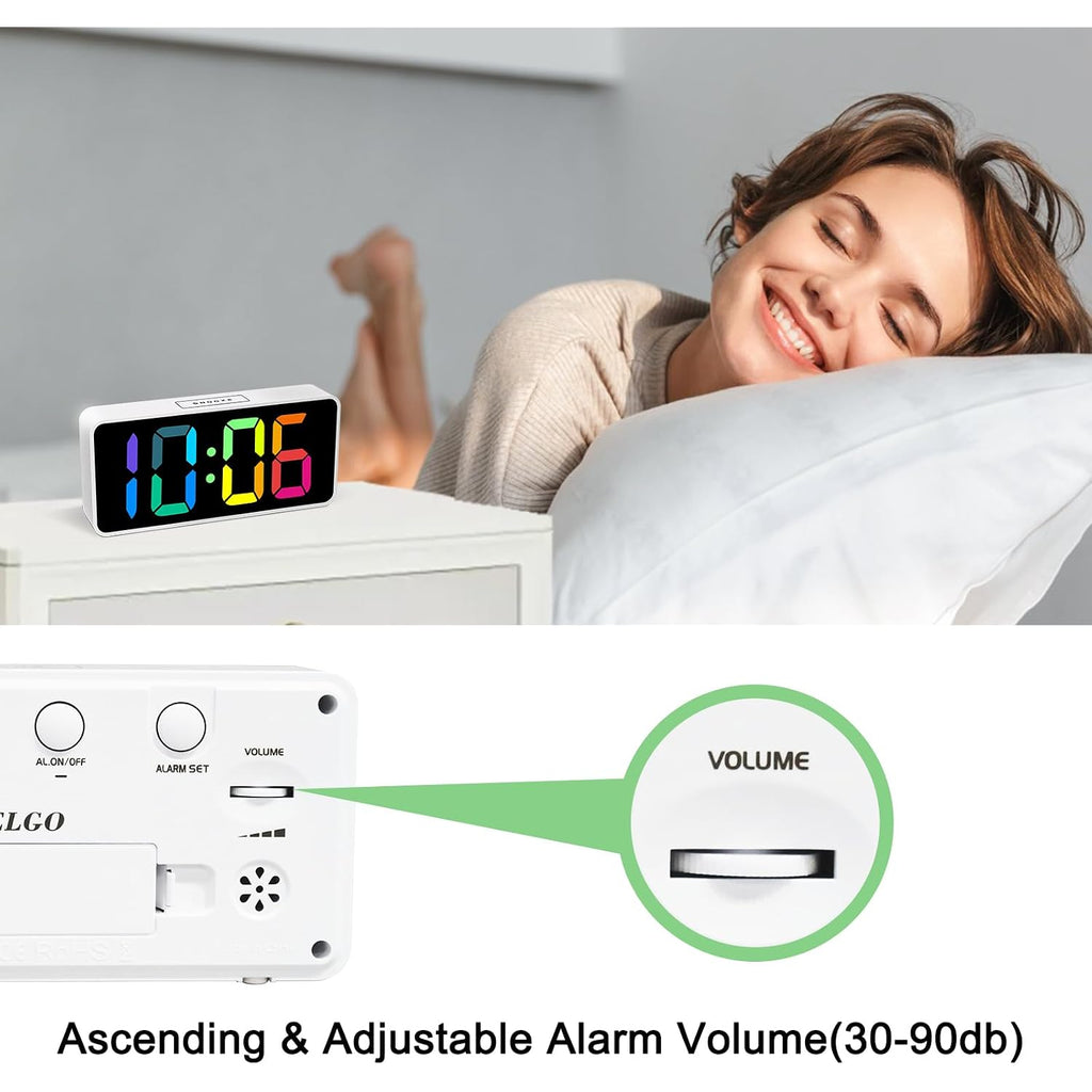 Welgo 7.5 Inches Large Dimmable Digital Alarm Clock For Seniors & Kids | 0-100% Dimmable Display, Usb Charging Port, Adjustable Volume, Easy Snooze, Outlet-Powered For Bedrooms