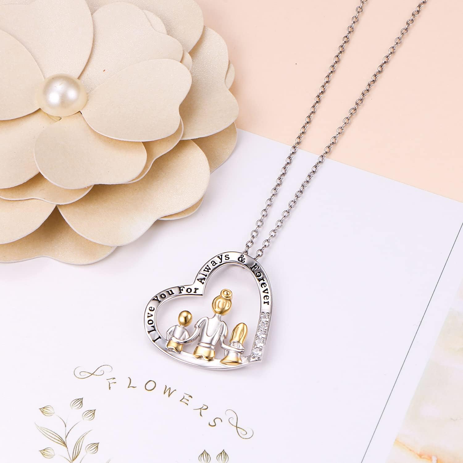 FLYOW Mothers Day Gifts for Women, Sterling Silver Mom Nana Grandma Heart Necklace, Birthday Mothers Day Jewelry Gifts for Mom Grandma Wife from Daughter Son