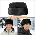 SIQITECHNO Mens Winter Trapper Hat Faux Mink Fur Russian Ushanka Cossack Style Trooper Hat Warm Dad Cap Outdoor Hunting Snow Skiing Cap Black