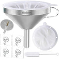 Kalave Premium Stainless Steel Funnel, 5 Inch Food Grade Kitchen Funnels With 200 Mesh Food Filter Strainer For Filling Bottles, Oils, Juice, Wine, Coffee, Milk