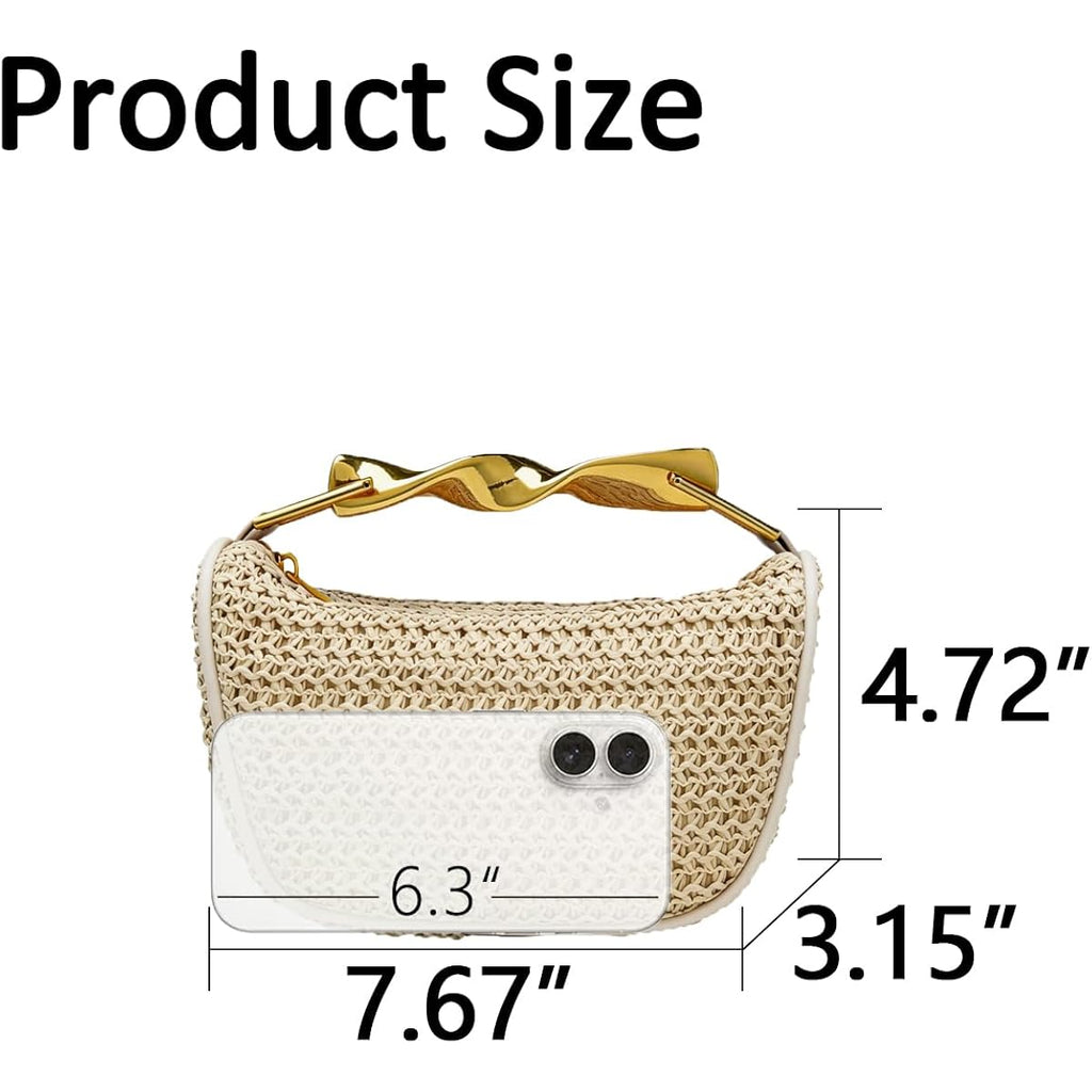 Jyg Mini Handmade Straw Crossbody Bags For Women Summer Beach Satchel Purse Fashion Woven Shoulder Handbag With 2 Straps