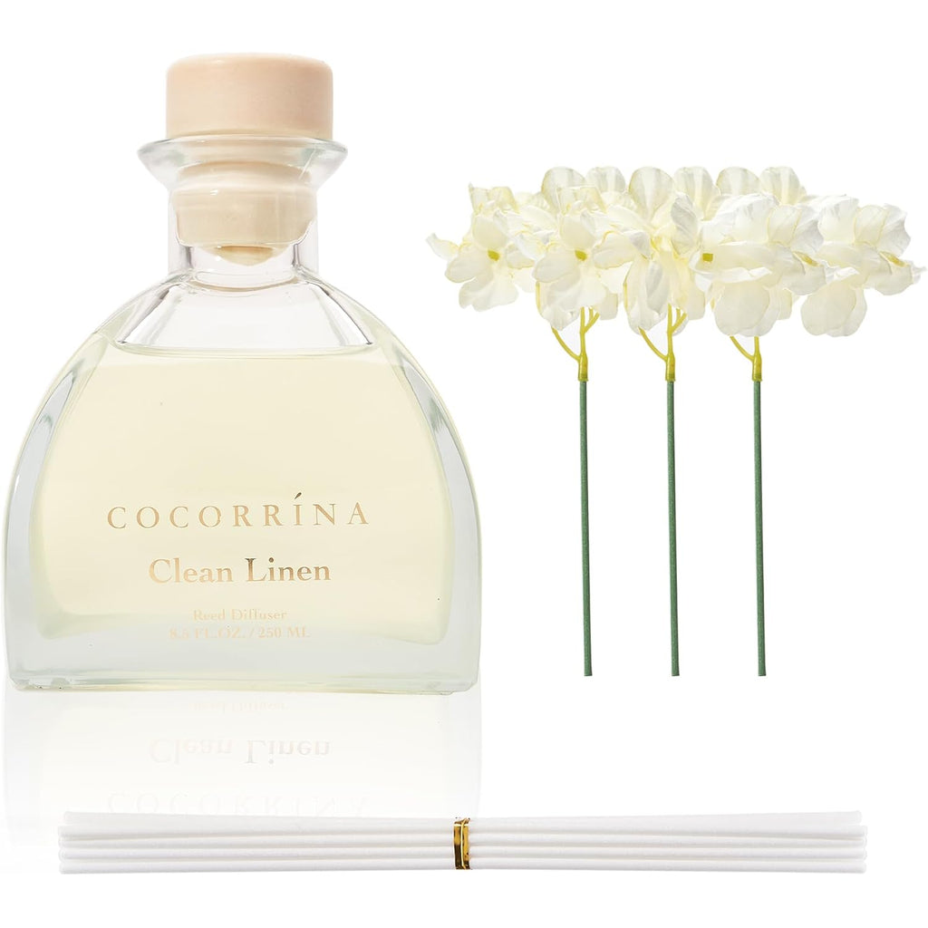 Reed Diffuser - 8.5 Oz Clean Linen Reed Diffuser With 8 Sticks For Home Bathroom Shelf Decor (Simple Luxe Collection)