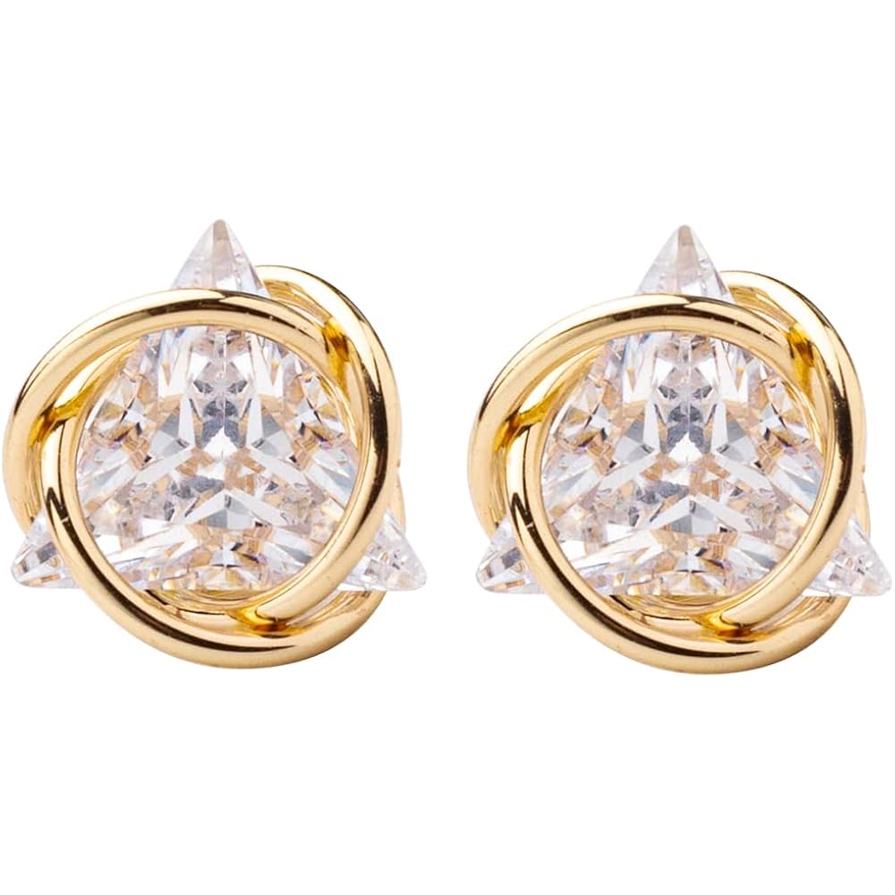 Cubic Zirconia Geometric Gold Knot Stud Earrings for Womens