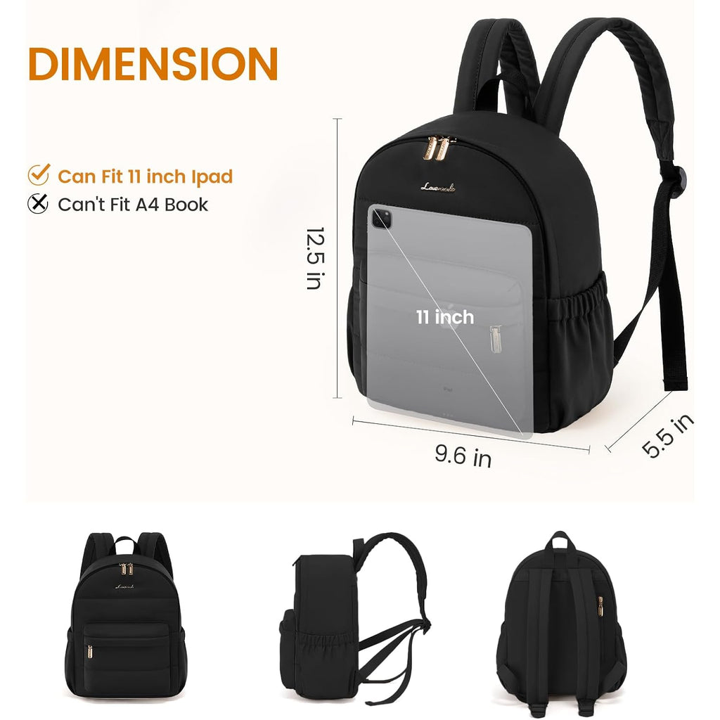 Lovevook Mini Backpack Purse For Women, Small Puffer Lightweight Backpack, Casual Daily Daypack Purse For Women, Back Pack With Anti-Theft Pocket For Travel-Black