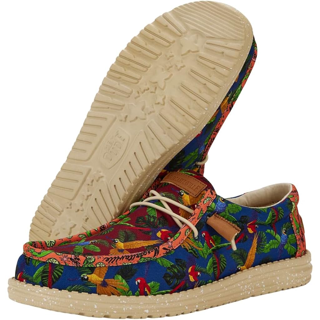 Heydude Men'S Wally Margaritaville Slip On Shoes | Tropical Print | Lightweight Casual Loafers